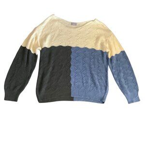 K.Jordan Colorblock Sweater Women Size 3X Wool Blend Open Knit Long Sleeve